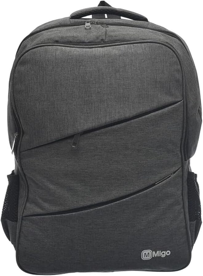 Migo Laptop School Backpack with USB Charging, Grey